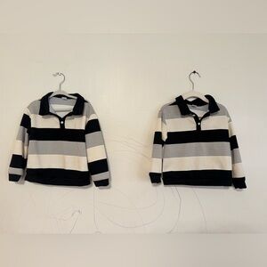 Twin Classic Black and White Striped Kids Polo Shirt (2-3 year)